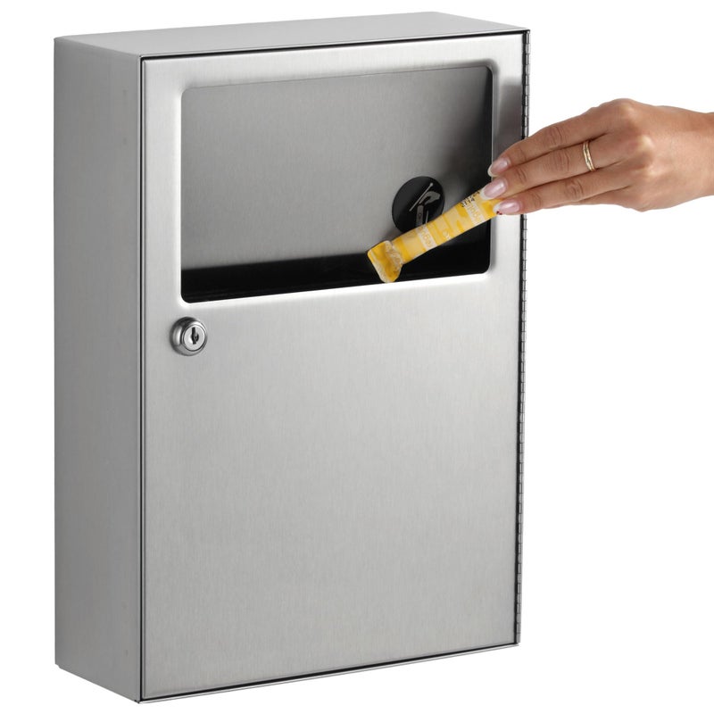 Bobrick SurfaceMounted Sanitary Napkin Disposal ADA Compliant SatinFinish Stainless Steel LeakProof 12gallon Capacity SelfClosing Panel Durable Hygienic Design for Commercial Bathrooms Model B254